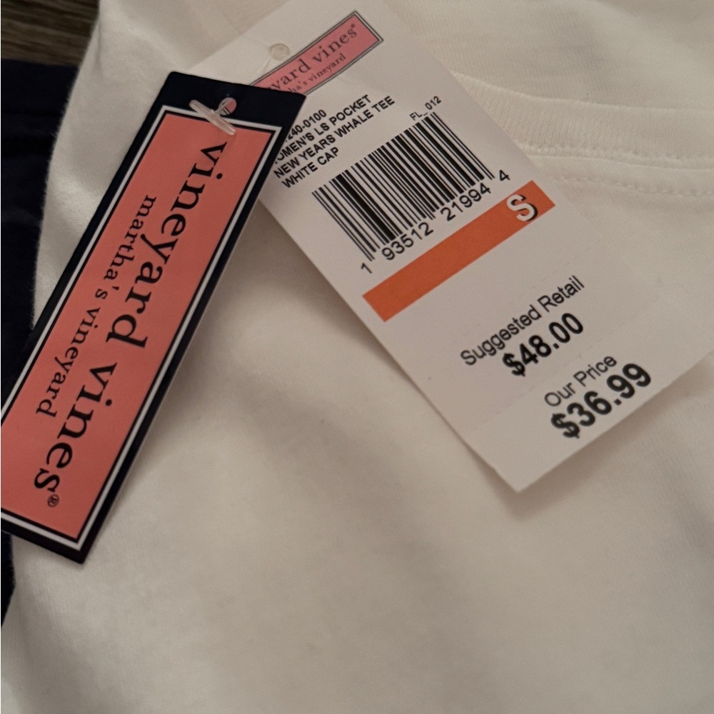 Vineyard Vines White Shirt with Pink Whale Logo - Picture 6 of 7